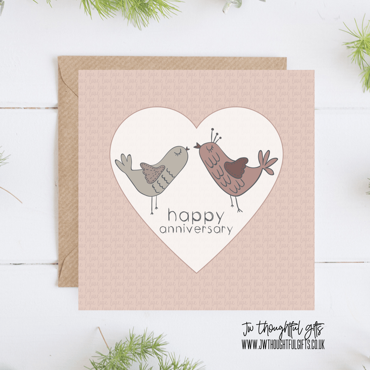 Happy Anniversary card, two birds love card – JWThoughtfulGifts