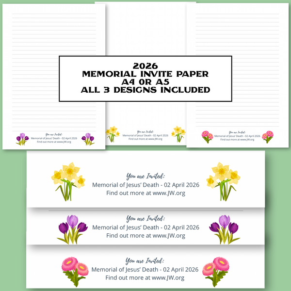2026 Spring Memorial with A4 or A5 mix pack - JW Letter Writing Paper