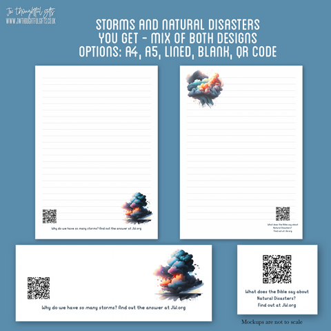 Natural disasters and storms - JW Letter Writing Paper - 4 designs - optional qr code