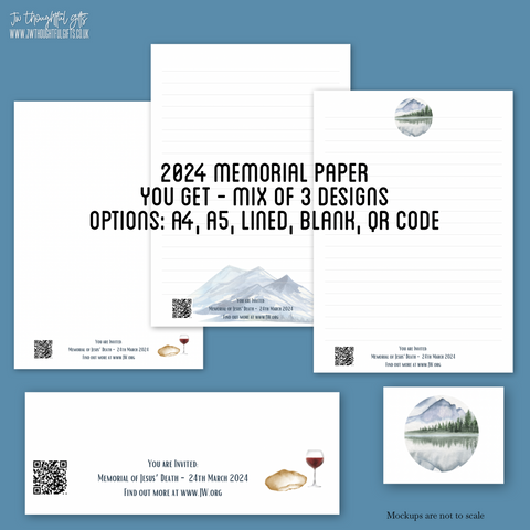 2024 Memorial with QR code A4 or A5 mix pack - JW Letter Writing Paper