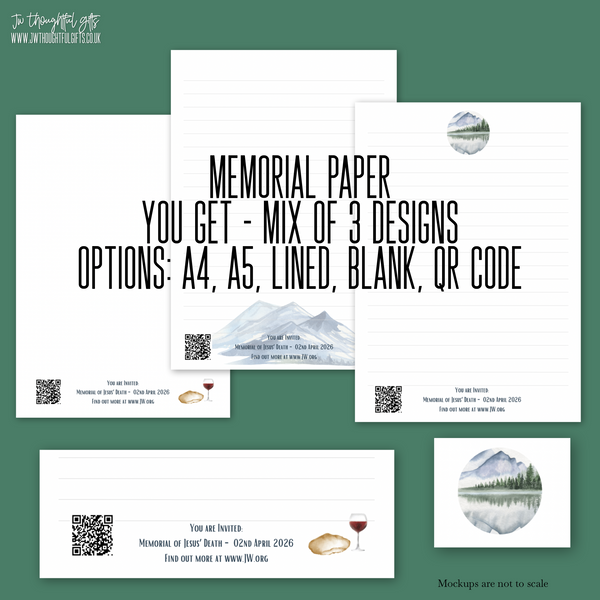 2026 Memorial with QR code A4 or A5 mix pack - JW Letter Writing Paper