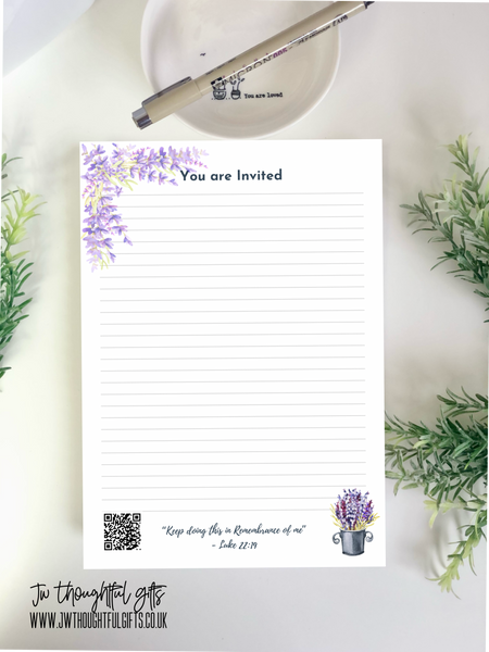 2026 Floral Memorial with optional QR code A4 or A5 mix pack - JW Letter Writing Paper