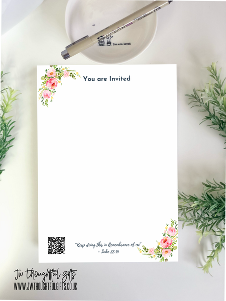 2026 Floral Memorial with optional QR code A4 or A5 mix pack - JW Letter Writing Paper