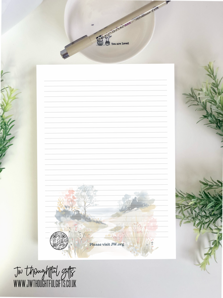 Pastel Landscape with optional QR code A4 or A5 mix pack - JW Letter Writing Paper