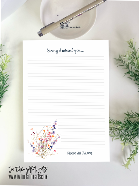 Sorry I missed you spring floral A4 or A5 mix pack - JW Letter Writing Paper