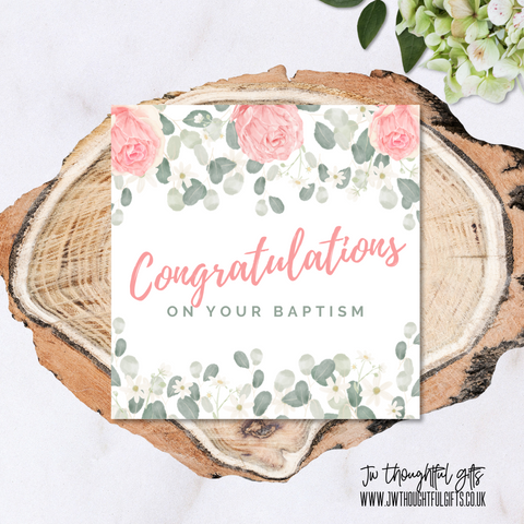 Congratulations on your baptism day, beautiful floral JW baptism card