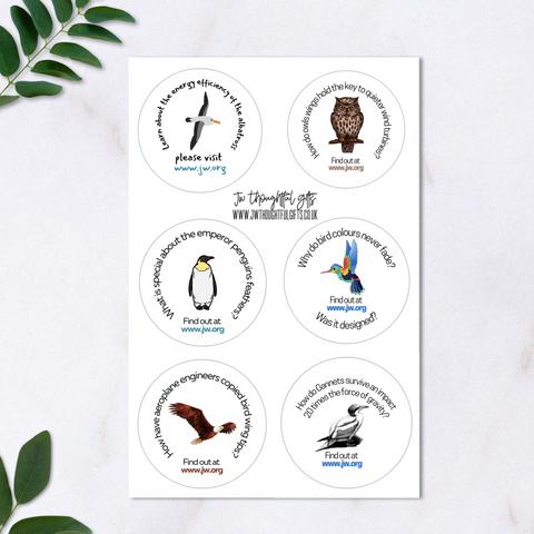 Bird ministry sticker pack, JW.org creation round labels, was it designed series? 6 designs