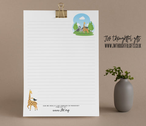 Animal themed Can we really live in paradise? JW Letter Writing Paper