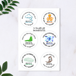 Aquatic JW.org animal creation round labels, was it designed series? 6 designs