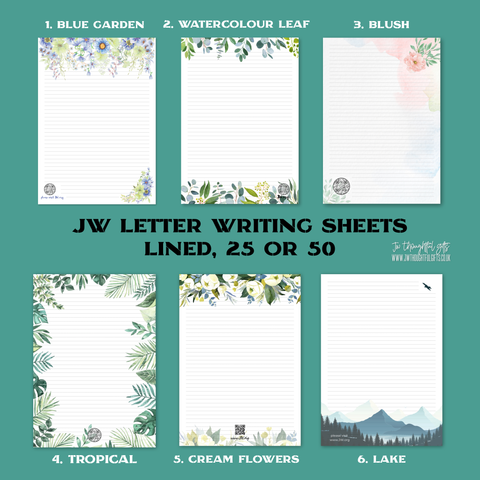 JW Letter Writing Paper - six design choices - qr codes