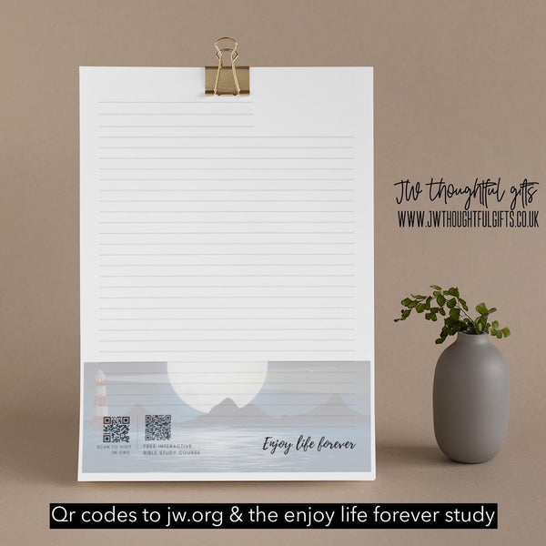 Enjoy Life Forever bible study - JW Letter Writing Paper - mix pack 5 designs - qr codes