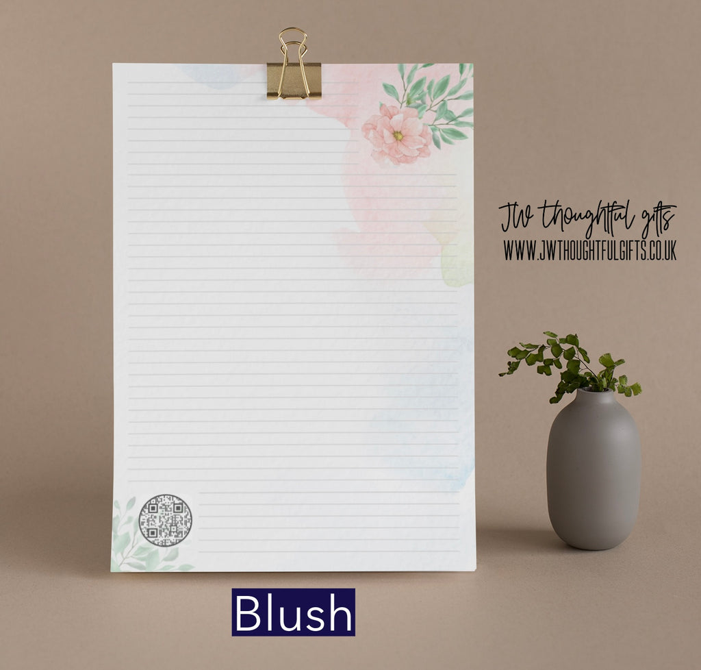 Watercolour Lined A4 Writing Paper Pink Flowers -   Writing paper,  Lined writing paper, Writing paper printable