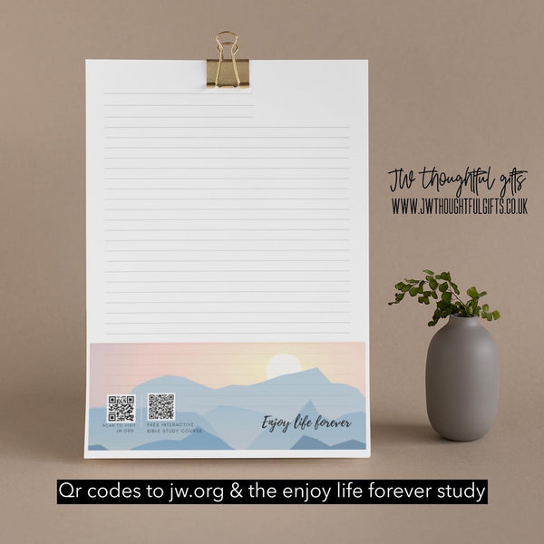 Enjoy Life Forever bible study - JW Letter Writing Paper - mix pack 5 designs - qr codes