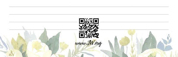 JW Letter Writing Paper - blue and cream flowers with qr code