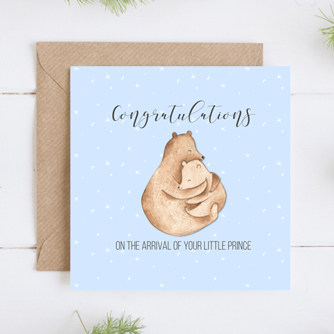 JW Thoughtful Gifts Cards Congratulations on the arrival of your little prince, new baby card