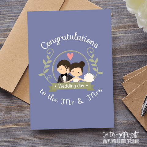 JW Thoughtful Gifts Cards Congratulations to the Mr & Mrs, wedding card