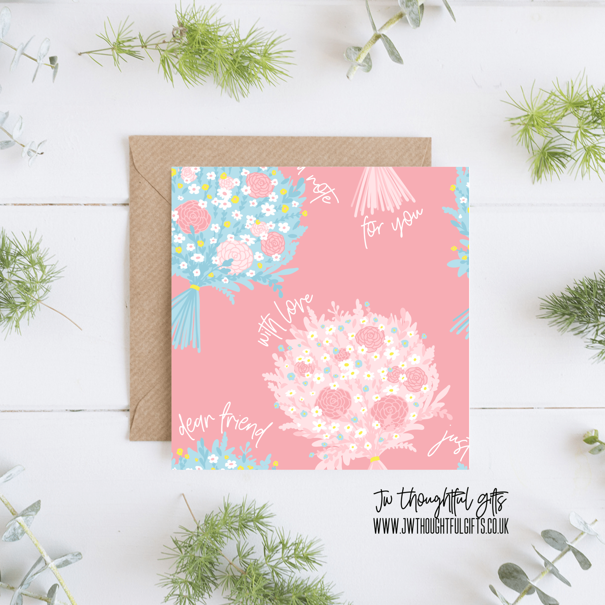 JW Thoughtful Gifts Cards Dear Friend, With Love, For you, floral JW encouragement card