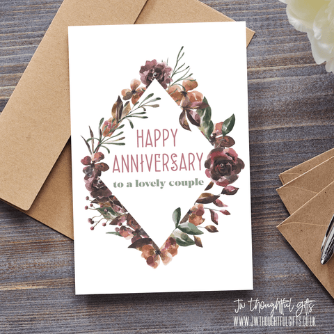 JW Thoughtful Gifts Cards Happy Anniversary card, floral anniversary card