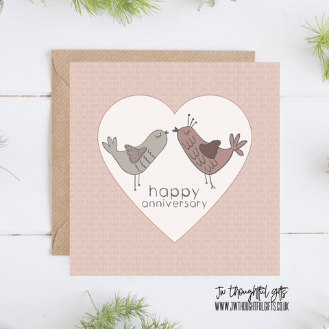 JW Thoughtful Gifts Cards Happy Anniversary card, two birds love card