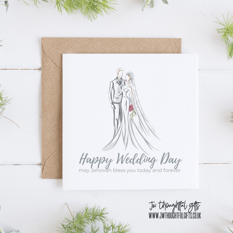 JW Thoughtful Gifts Cards Happy Wedding Day card - may Jehovah bless you today and forever