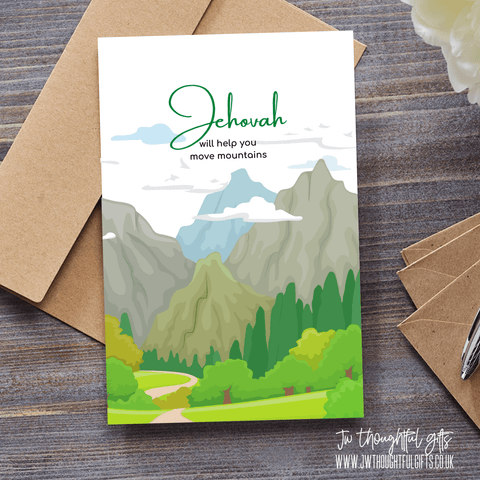 JW Thoughtful Gifts Cards Jehovah will help you move mountains, JW encouragement card