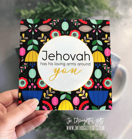 JW Thoughtful Gifts Cards JW encouragement card, Jehovah has his loving arms around you