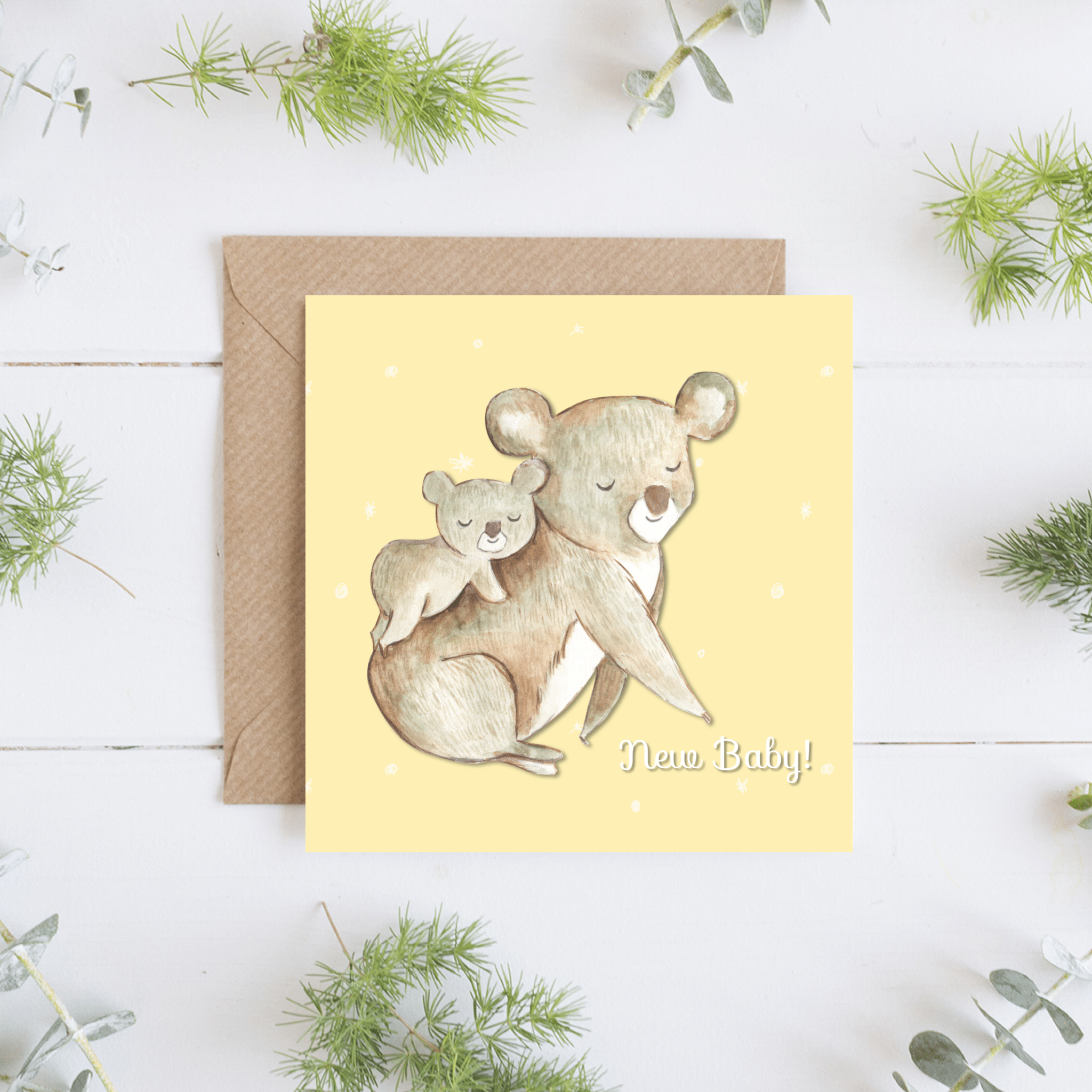 JW Thoughtful Gifts Cards New Baby! Sweet mother and child koala illustration