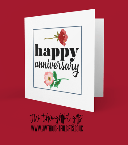 JW Thoughtful Gifts Cards Simple Floral Happy Anniversary card