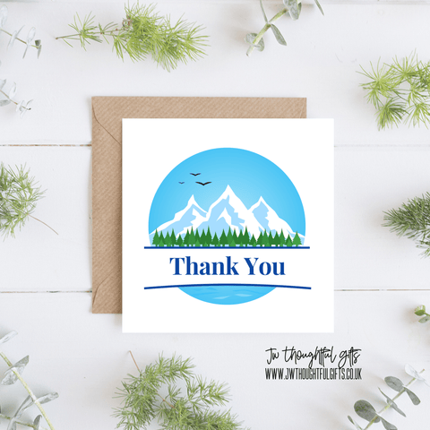 JW Thoughtful Gifts Cards Thank You, mountain scene JW thank you card