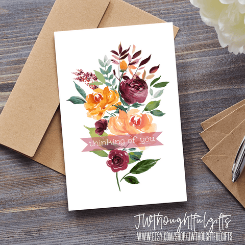 JW Thoughtful Gifts Cards Thinking of you floral encouragement card