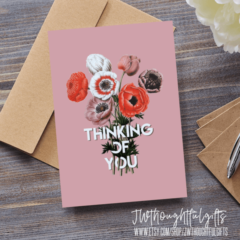 JW Thoughtful Gifts Cards Thinking of you, floral encouragement card
