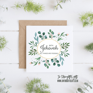 JW Thoughtful Gifts Cards With Jehovah all things are possible