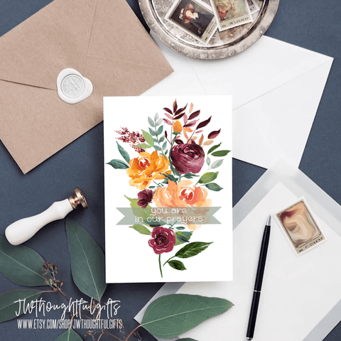 JW Thoughtful Gifts Cards you are in our prayers sympathy card, thinking of you card