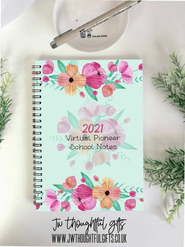 JW Thoughtful Gifts Notebooks 2021 Virtual Pioneer School Floral soft cover ringbound notebook - can be personalised