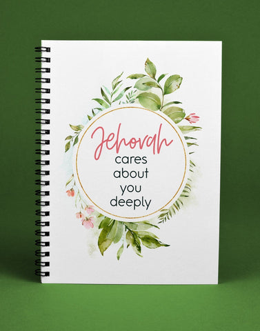 JW Thoughtful Gifts Notebooks Soft cover ringbound notebook - Jehovah cares about you deeply