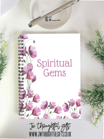 JW Thoughtful Gifts Notebooks Spiritual Gems Floral soft cover ringbound notebook - can be personalised, convention notebook, meeting notes