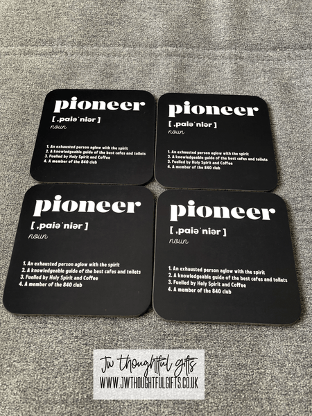 JWThoughtfulGifts Coasters Funny Pioneer Coasters