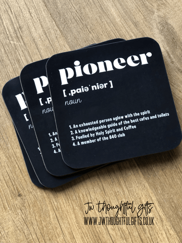 JWThoughtfulGifts Coasters Funny Pioneer Coasters