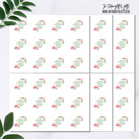 JWThoughtfulGifts Labels Pretty personalised round address labels, 72 stickers, pastel address stickers