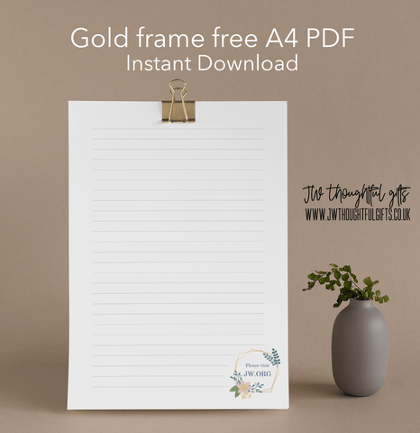 JWThoughtfulGifts letter writing paper Free JW Letter Writing Paper A4 Printable, Instant Download, Gold Frame
