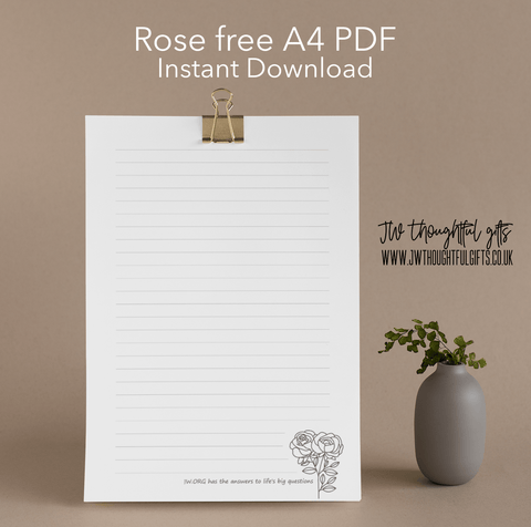JWThoughtfulGifts letter writing paper Free JW Letter Writing Paper A4 Printable, Instant Download, Rose Design