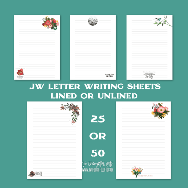 JWThoughtfulGifts letter writing paper JW Letter Writing Paper - Mix pack of five designs