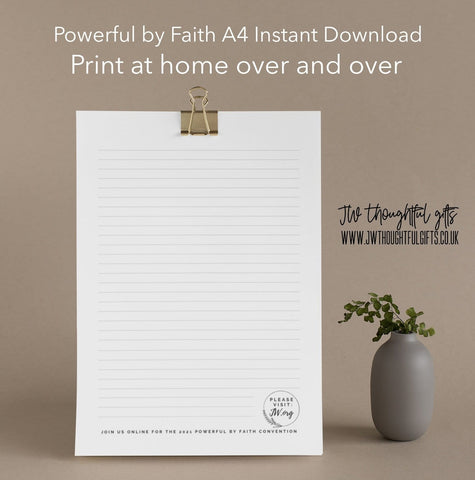 JWThoughtfulGifts letter writing paper Powerful by Faith convention paper A4 & US Letter | JW Letter Writing Paper Printable, Instant Download